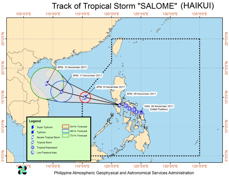 Tropical Storm Haikui (Salome) PAGASA track November 9, 2017