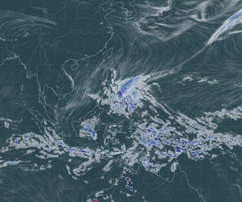 Tropical Storm Sanba 3-hr precipitation accumulation at 09:00 UTC on February 12, 2018