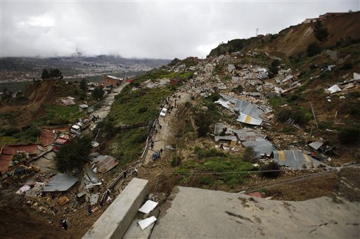 Hillside collapses in Bolivian capital after heavy rains, destroying 400 houses