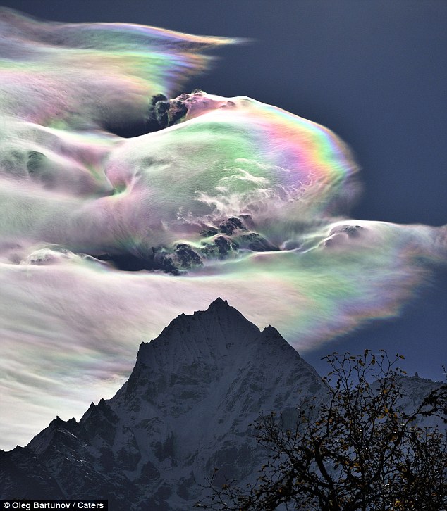 Spectacular cloud iridescence seen above Himalaya