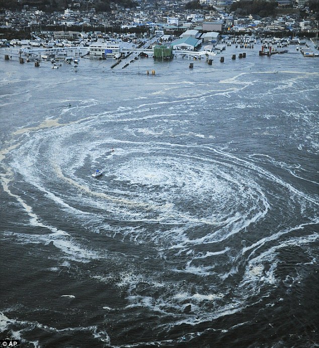 Land cracks, whirlpools and liquifaction in Japan after the big earthquake.