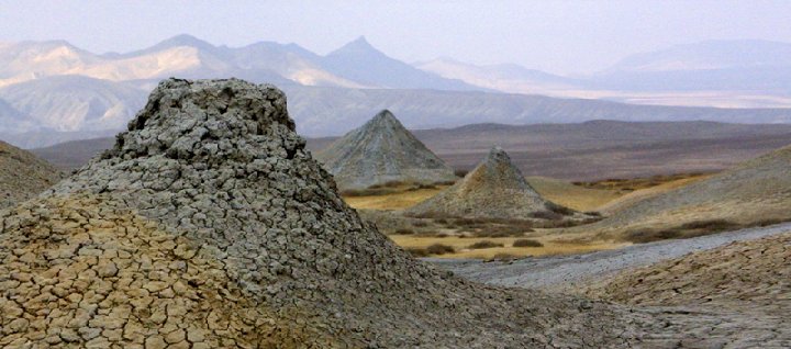 Eruption of Shikhzayirli mud volcano in Gobustan, Azerbaijan