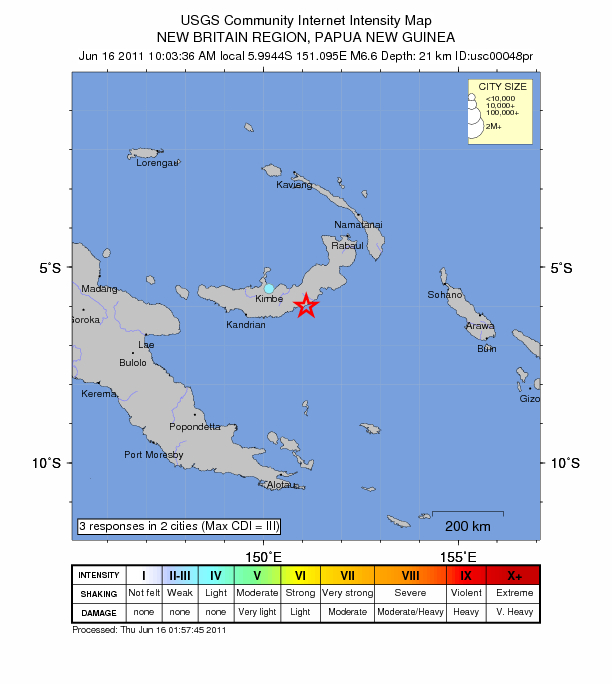 6.6 magnitude earthquake strikes Papua New Guinea