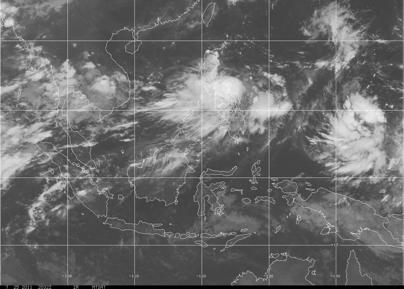 Tropical depression 10W bringing rain to the Philippines