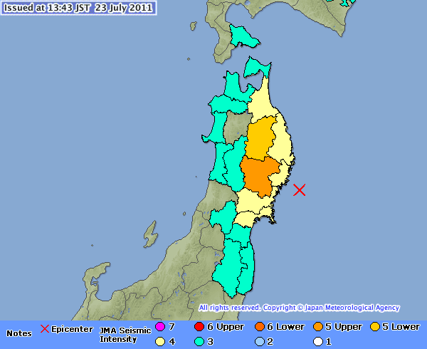 6.4 earthquake struck near Morioka, Honshu, Japan