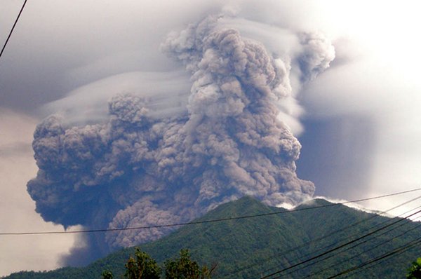 Mount Soputan, one of Sulawesi island’s most active volcanoes, erupted again