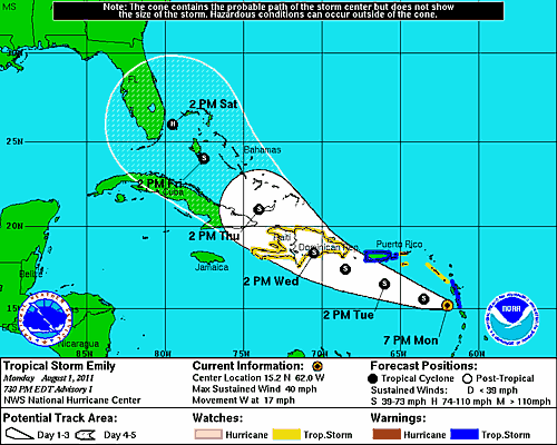 Tropical Storm Emily has officially formed in the Carribean