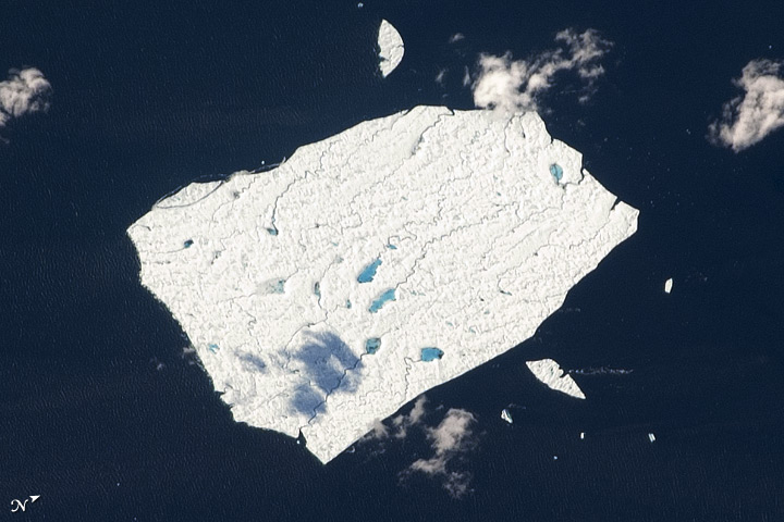 Petermann Ice Island drifting in the North Atlantic off the shores of Newfoundland, Canada