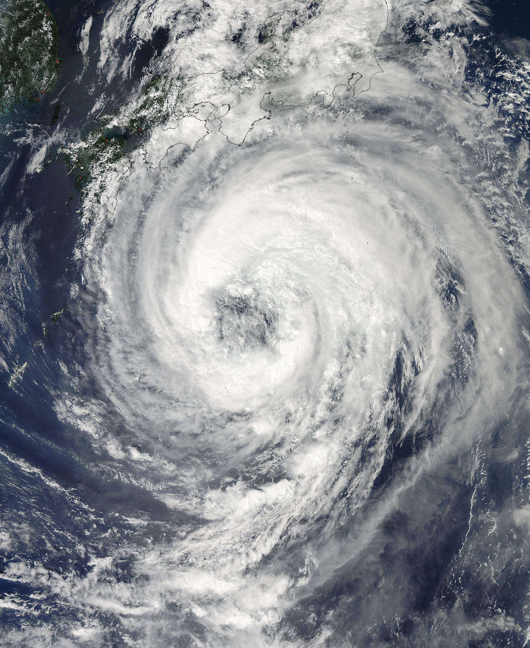 Tropical storm Talas enters the Sea of Japan