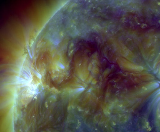 An enormous filament of magnetism slithering over the sun’s northeastern limb