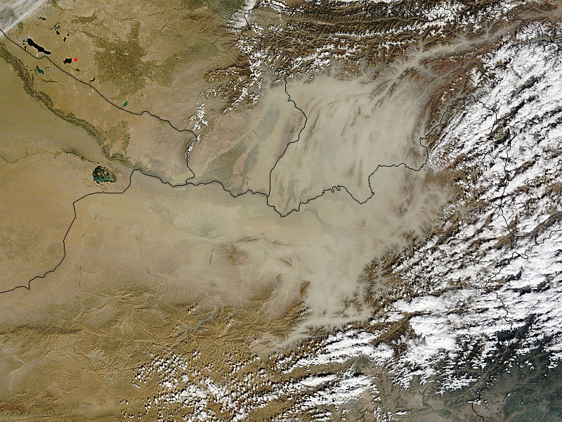 A heavy veil of dust continued to veil central Asia
