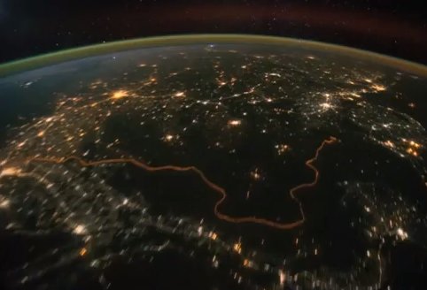 ISS night flight over Middle East and Southern Asia