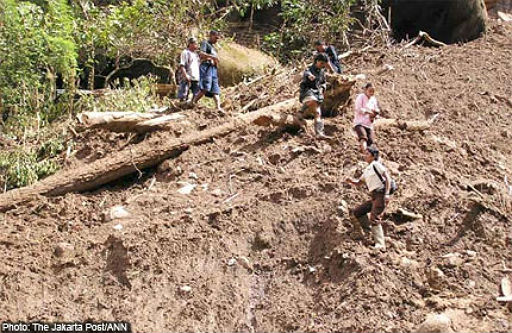 Heavy rains caused floods and deadly landslides at Nias, Indonesia