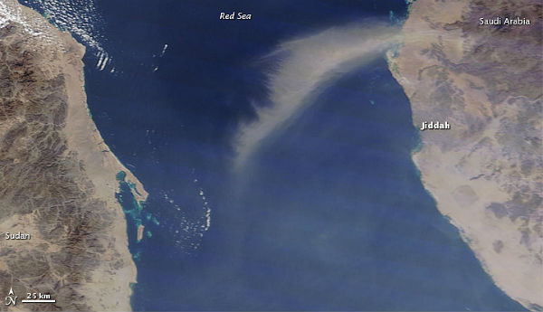 Dust storm over Red sea