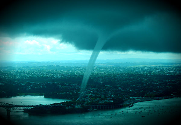 Watersprout seen over Auckland, New Zealand