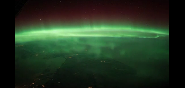Aurora borealis seen from International Space Station