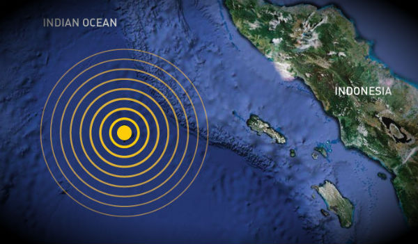 Two massive earthquakes M8+ and many strong aftershocks out of the Sumatra coast, Indonesia