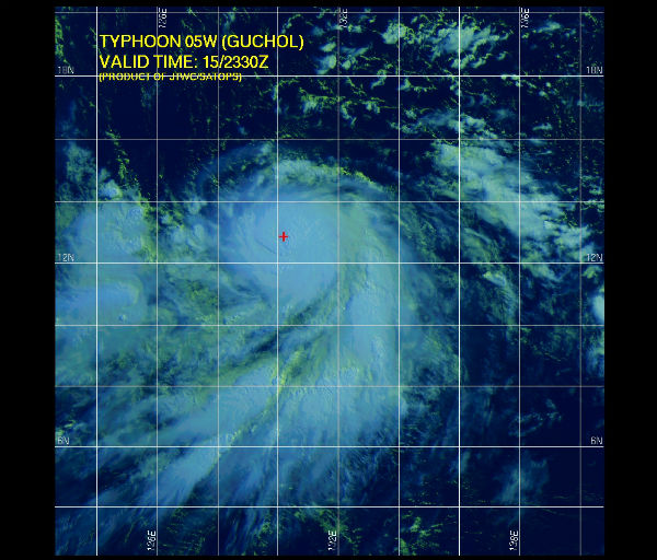 Typhoon Guchol intensified near Philipiness, heading toward Japan