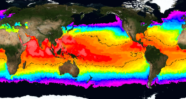 Sea surface temperatures at the start of hurricane season