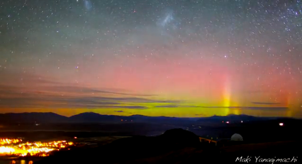 Timelapse of Aurora australis above New Zealand