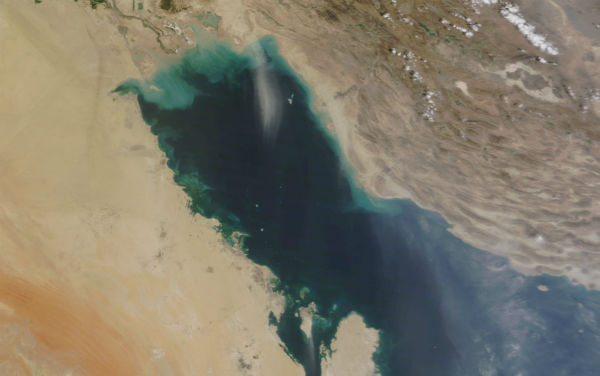 Dust blows over Persian Gulf