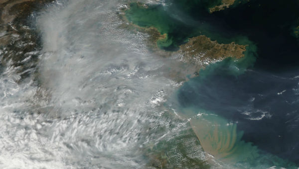Haze continues to spread over northeastern China and Bohai Sea