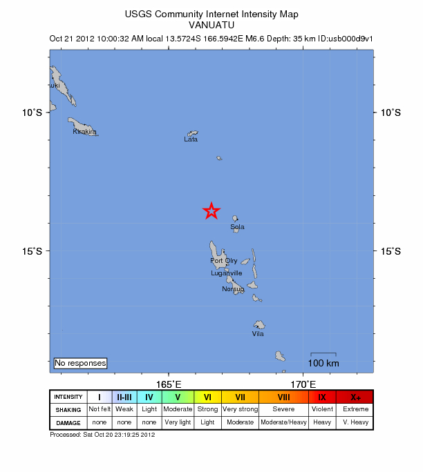 Magnitude 6.6 earthquake near Vanuatu