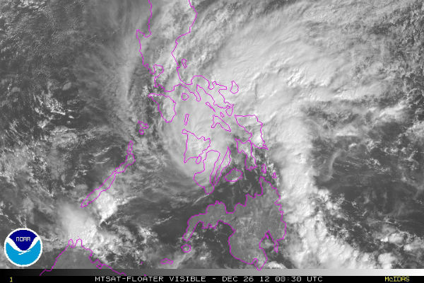 Tropical Storm Wukong (QUINTA) traversing Camotes Islands and approaching Philippines