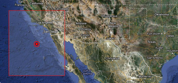 Strong earthquake M 6.4 struck of the coast of Baja California, USA