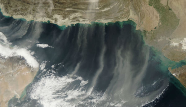 Parallel rows of dust over Arabian dust