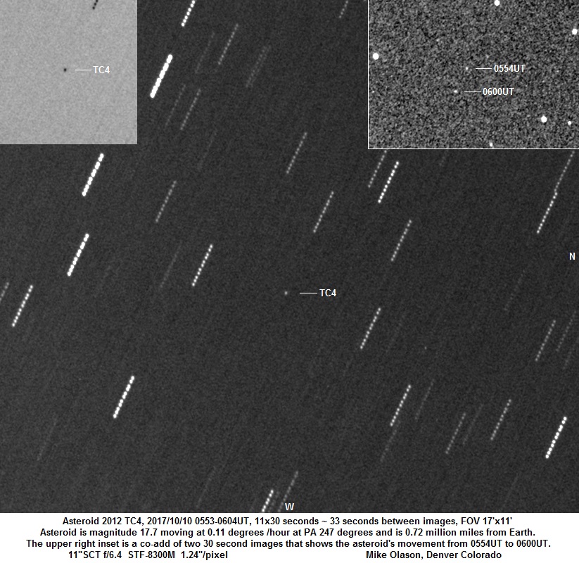 Asteroid 2012 TC4 on October 10, 2017 by Mike Olason