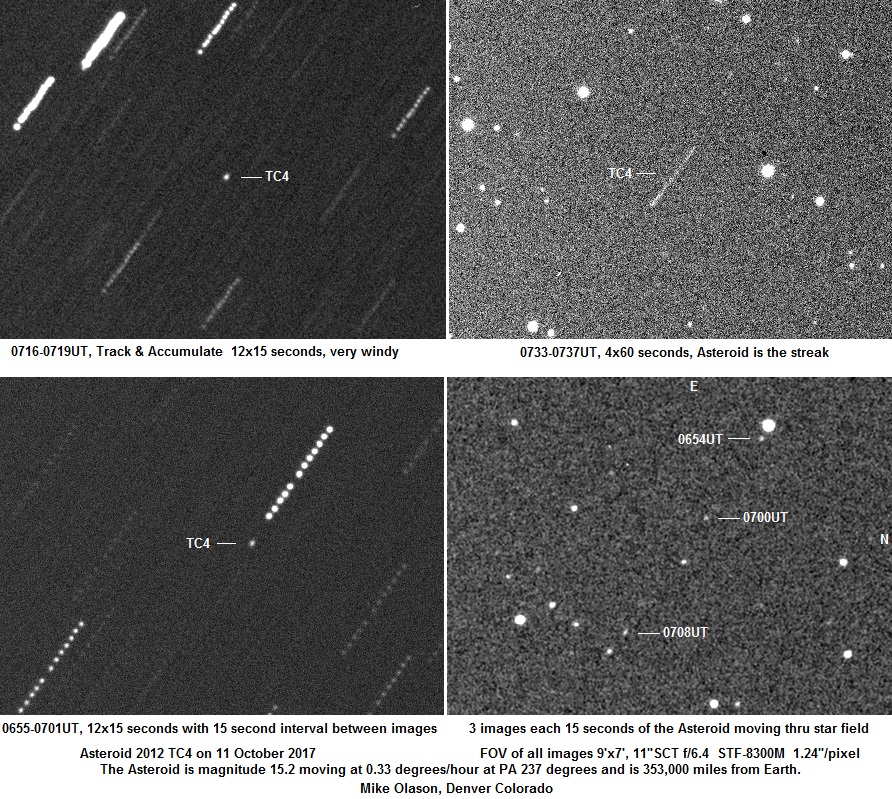 Asteroid 2012 TC4 on October 11, 2017 by Mike Olason