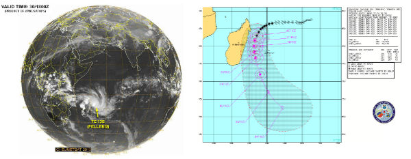 TC Felleng's position and forecast track (Credit: JTWC/EUMETSAT)