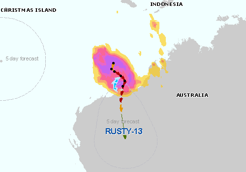 TC Rusty - Rain map GDACS