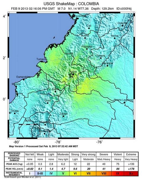Columbia earthquake magnitude 7