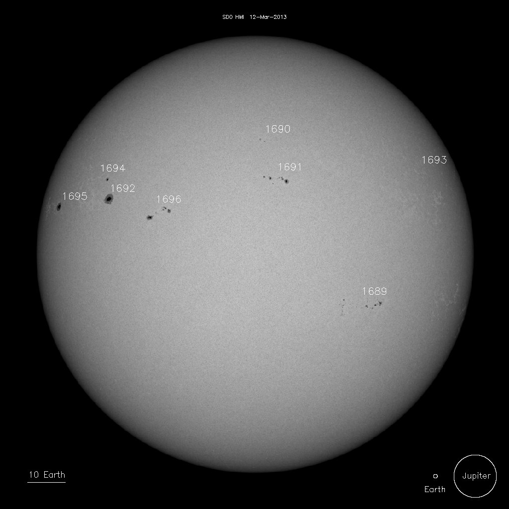 MDI - Sunspots count - SDO - March 12, 2013