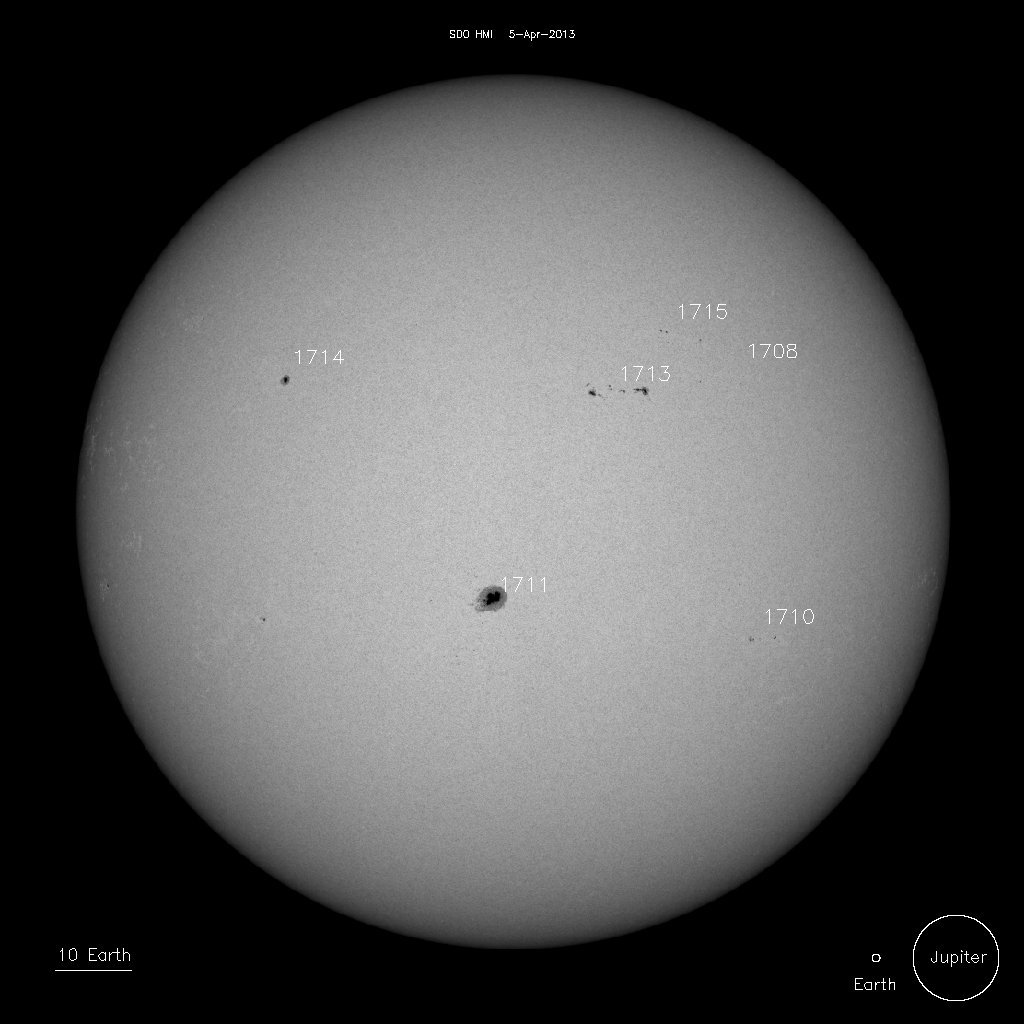 MDI Sunspots - April 5, 2013