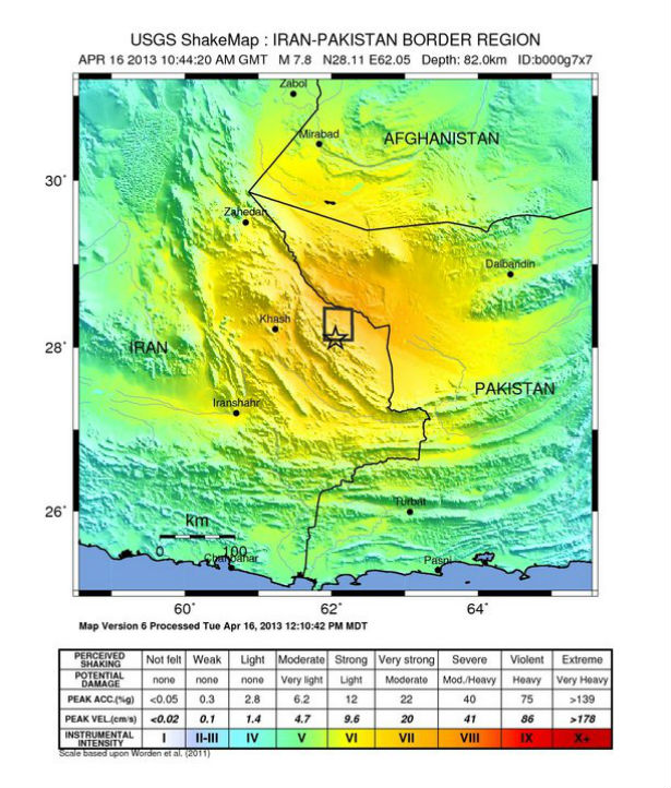 M 7.8 Earthquake on the Iran-Pakistan Border Region – April 16, 2013 EQECAT Report