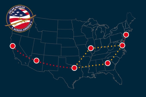 Solar impulse's cross-America flight itinerary. Credits: Solar Impulse