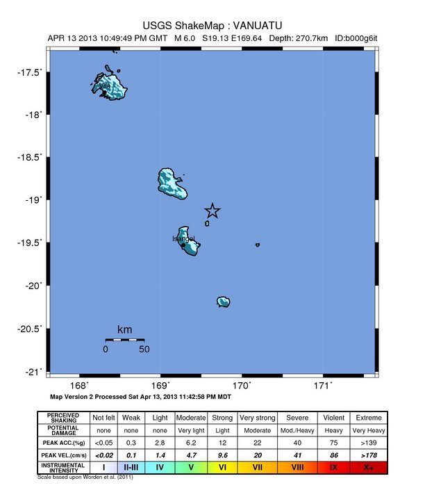 Strong earthquake M 6.0 struck Vanuatu