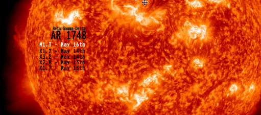 Moderate M1.3 solar flare from Region 1748. Slight chance for minor geomagnetic storming today