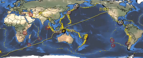 World earthquakes visualization map 2012-2013