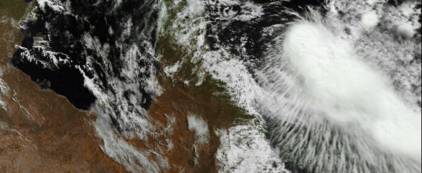 Tropical Cyclone Zane weakened after landfall over Cape York, Australia
