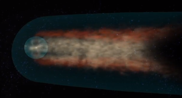 First view of the comet-like tail we leave on our interstellar journey