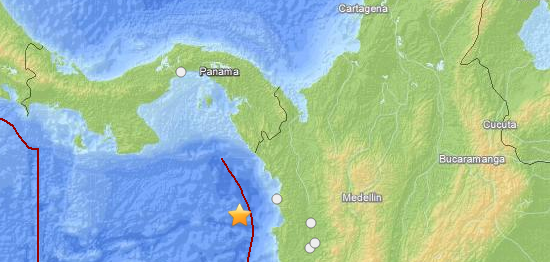 Strong and shallow earthquake M6.6 struck south of Panama