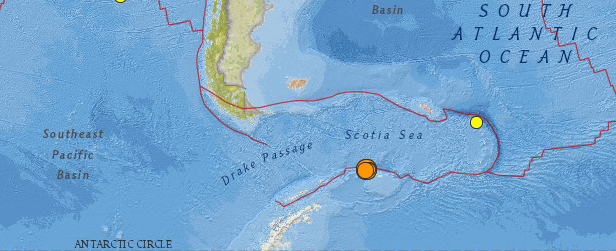 Earthquake swarm shakes Scotia Sea near South Orkney Islands