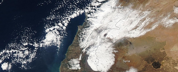 Rare Middle Eastern snow seen from space