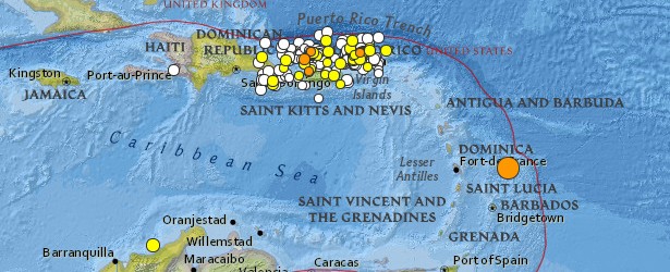 Magnitude 6.5 earthquake struck east of Lesser Antilles, Puerto Rico swarm continues