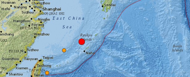 Very strong earthquake M 6.6 reported near Ryukyu Islands, Japan
