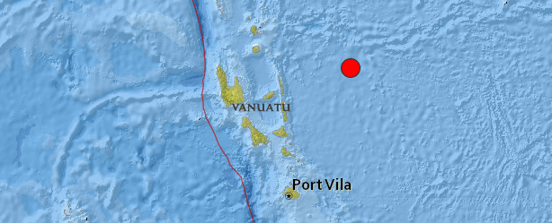 Deep earthquake M 6.3 registered east of Vanuatu